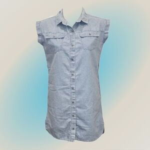 Calvin Klein Jeans Light Blue Sleeveless Button-Down Shirt Dress